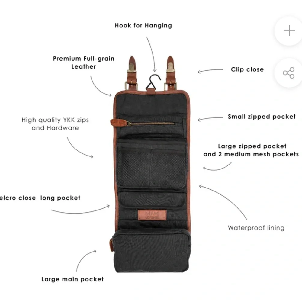 MAHI Leather Harvard Hanging Wash Bag